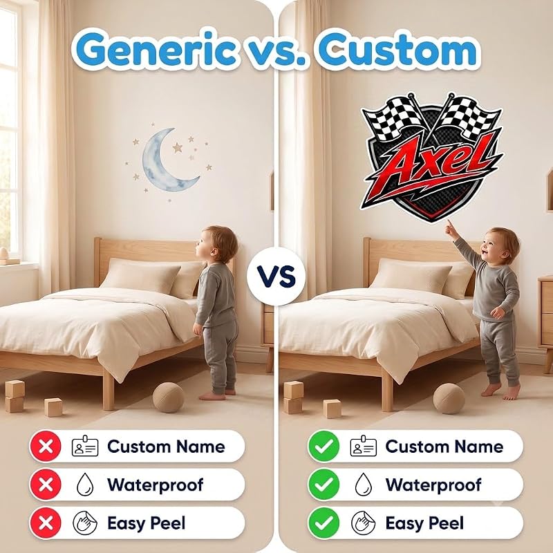 Personalized Racing Car Name Wall Decal for Kids Room – Style 2