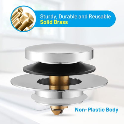 Uxoz Bathtub Drain Stopper, Tub Stopper/Bathtub Plug for Tip Toe/Trip Lever/Lift&Turn Tub Drains, Bath Tub Drain Stoppers Designed for 1.5"-1.72" Drain Hole w/3 O-Rings,Chrome Plated