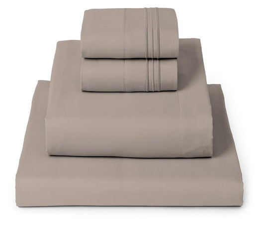 Mellanni Queen Sheets Set - 4 PC Iconic Collection Bedding - Hotel Luxury, Extra Soft, Cooling Bed Sheets - Wrinkle, Fade, Stain Resistant (Queen, Tan)