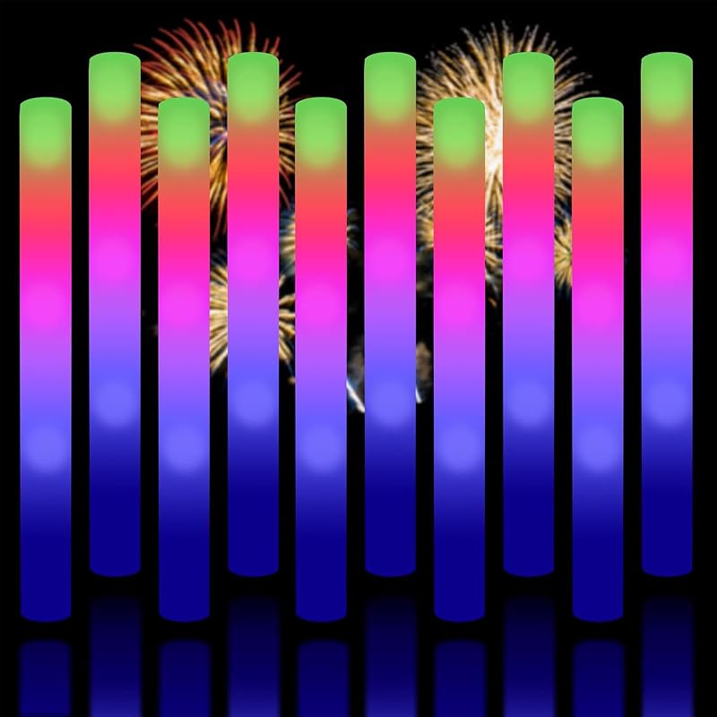 Variation 69: 68pcs Foam Glow Sticks Bulk - 3 Modes Blue Red Green Flashing