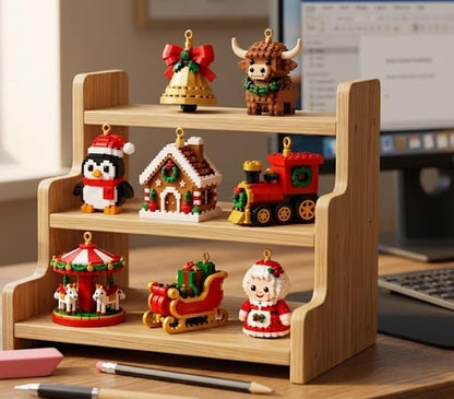 Christmas Advent Calendar with 24 Mini 3D Building Block Ornaments Holiday Countdown Set