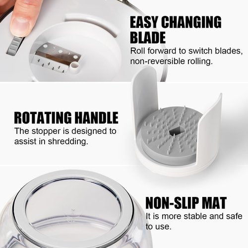 KEOUKE Vegetable Spiralizer & Zucchini Noodle Maker - 3 In 1 Adjustable Spiral Slicer with BPA-Free Plastic & Clear Bowl, Effortless for Cucumber, Potato, Carrot