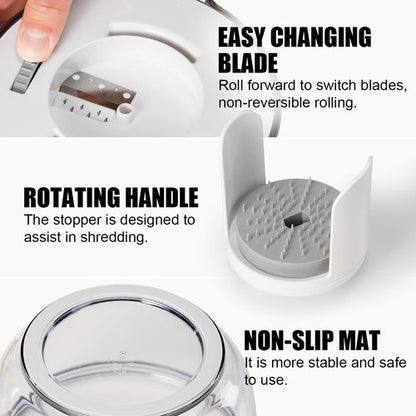 KEOUKE Vegetable Spiralizer & Zucchini Noodle Maker - 3 In 1 Adjustable Spiral Slicer with BPA-Free Plastic & Clear Bowl, Effortless for Cucumber, Potato, Carrot