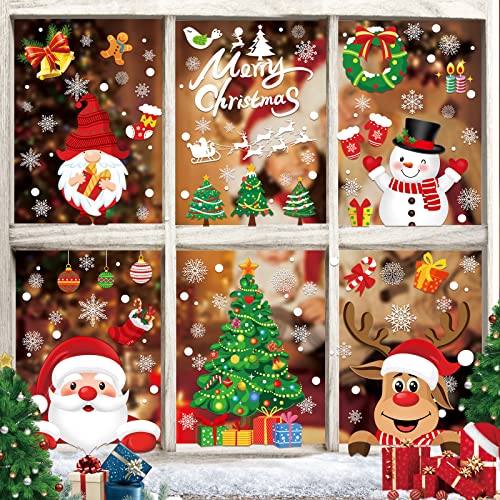 Christmas Window Clings 245pcs Holiday Decor Reusable Double-Sided Stickers