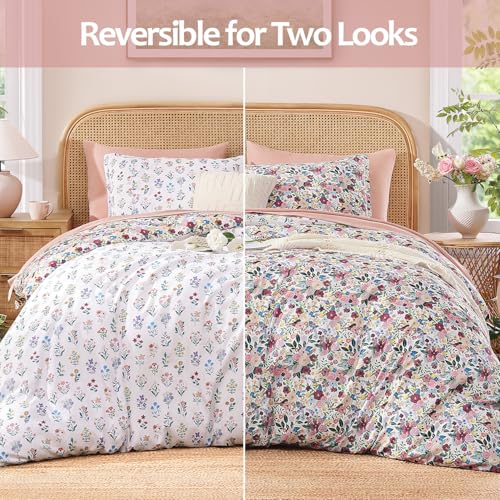 Andency King Reversible Floral Comforter Set - Pink Multi, 104x90 Inches