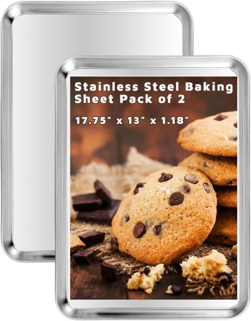 Aluminium Alloy Baking Sheets - Heavy-Duty Cookie Pans | 2 Pack, 17.75 x 13 x 1.18 Inches
