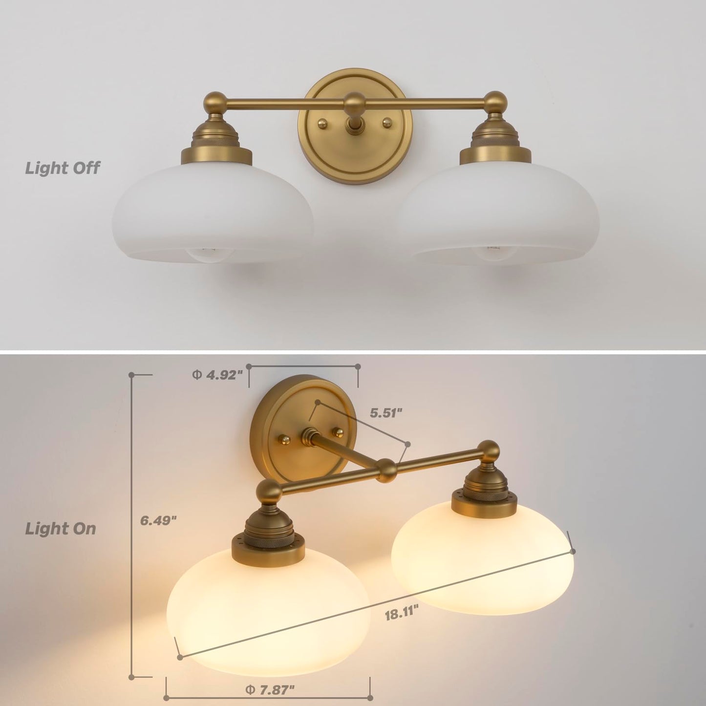 SongCiLT Vintage 2-Lights Sconces Wall Lighting with Milk White Glass Shadem, Double Arm Wall Lamp Fixture for Living Room Dining Room Bedroom Hallway