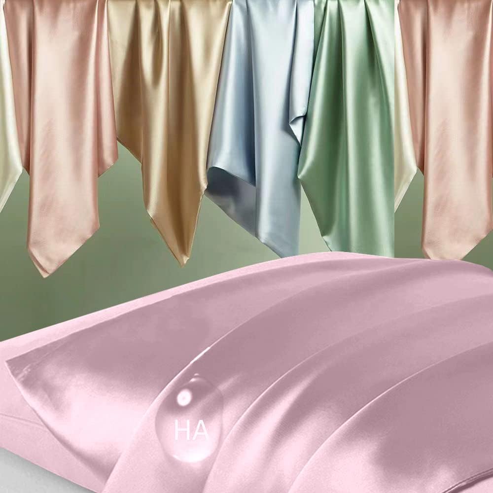 Mulberry Silk Pillowcase | Anti-Acne Cooling Sleep | Standard Size, Light Pink, Hidden Zipper