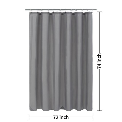 ALYVIA SPRING Long Fabric Shower Curtain Liner Waterproof - 72" x 74", Soft & Lightweight Longer Shower Curtain with 3 Magnets, Machine Washable - 72x74, Grey