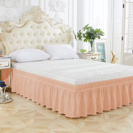 Wrap Around Bed Skirt, Luxurious 100% Egyptian Cotton 800 Thread Count 1 Pcs Bed Skirt, 18" Inch Drop - Twin Size (39" X 75") Inch, Blush Solid