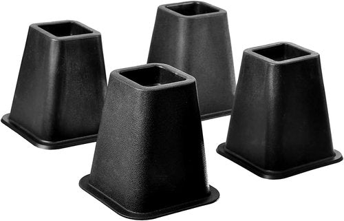 HOME IT Black Bed Risers - Heavy Duty 5 to 6-Inch Stackable Furniture Elevators | 4-Pack for Dorms & Home