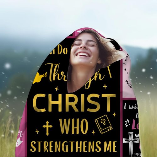 Christian Blanket Inspirational Thoughts Throw Blanket Bible Verse Prayers Get Well Soon Blankets Soft Lightweight Flannel Blanket 60"X50"