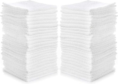 Simpli-Magic Cotton Washcloths White, 40 Pack, Size: 12”x12”