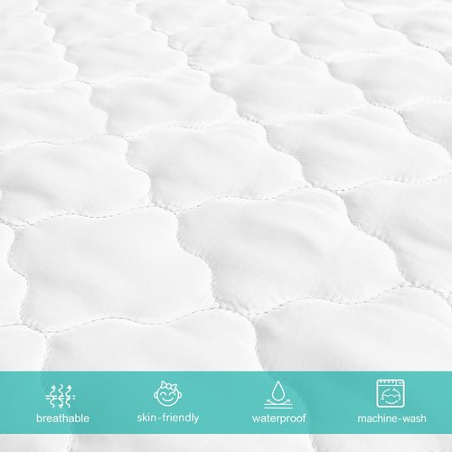 Crib Mattress Protector Sheets Fitted Waterproof Mattress Pad Cover, Noiseless & Machine Wash 100% Absorbent Mattress Protector Sheet Quilted White, 52" x 28", 2 Pack