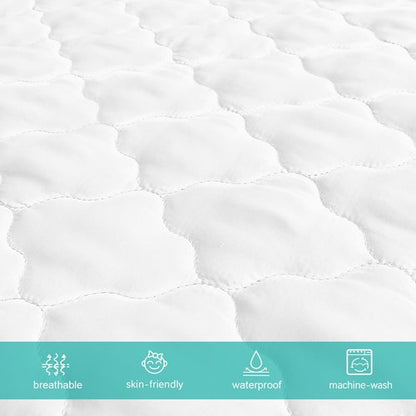 Crib Mattress Protector Sheets Fitted Waterproof Mattress Pad Cover, Noiseless & Machine Wash 100% Absorbent Mattress Protector Sheet Quilted White, 52" x 28", 2 Pack