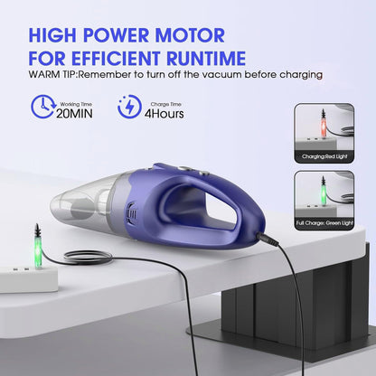 YOOHI Handheld Vacuum - Cordless Rechargeable Mini Vacuum with 6000Pa Suction | LED Light, 20-25 Min Runtime, 500ML Cup