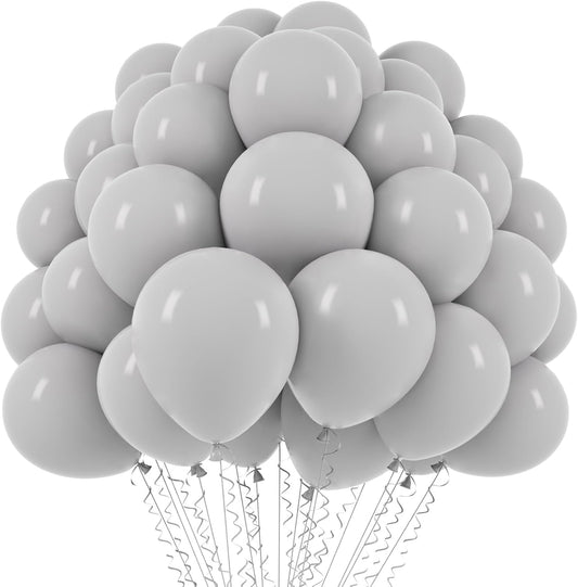 Voircoloria 12-Inch Gray Balloons - 110pcs Latex Party Balloons for Weddings, Graduations & Celebrations