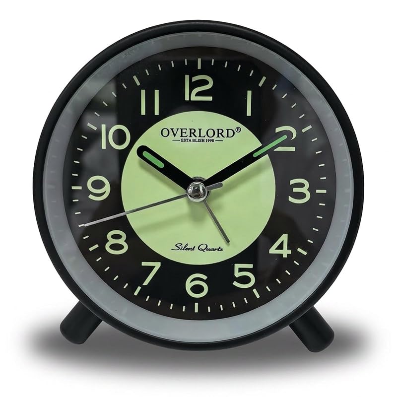 AuraSync Black-90234 Silent Quartz Desk Clock with Colorful Dial