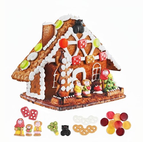 Gingerbread House Kit - DIY Christmas Decorating for Kids & Adults | Pre-Baked 32 Oz with 7 Panels, Icing & Candies