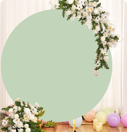 Skiennix 6.6 FT Round Backdrop Cover - Sage Green Spandex Fitted Arch for Weddings & Parties