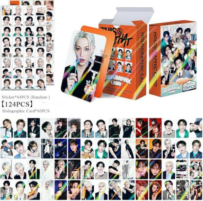 Stray Kids Photocards Set 124 PCS with Stickers - Multicolor