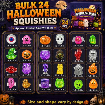 Halloween Advent Calendar 2026 Glitter Halloween Fidget Toy Set - 24 Spooky Designs