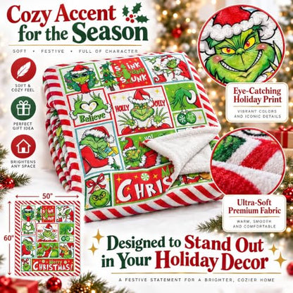 Christmas Cartoon Flannel Blanket - Holiday Throw Blanket for Home & Gifts