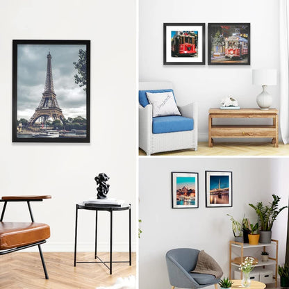 PWTAKO 8x10 Picture Frame Set of 6, Display Pictures 5x7 with Mat or 8x10 Without Mat for Wall Mounting or Table Top Display,Black