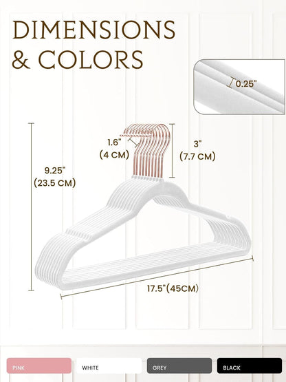 Smartor Velvet Hangers - 50 Pack Non-Slip Heavy Duty Felt Hangers with 360° Rotating Rose Gold Hook | Slim Space-Saving Closet Organizer