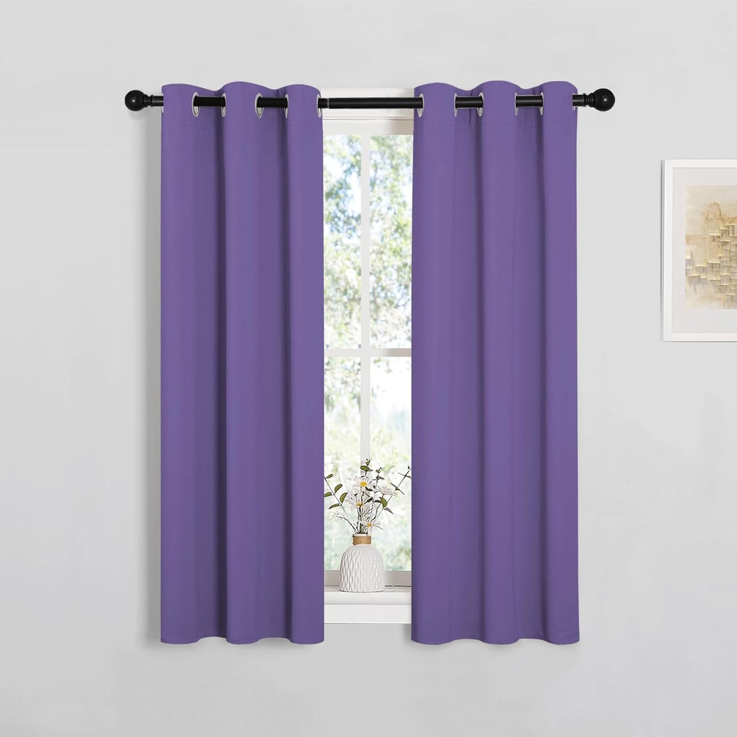 NICETOWN Blackout Curtain Panels - Thermal Insulated Grommet Drapes for Basement | Lilac Purple, 29x45 Inch (1 Pair)