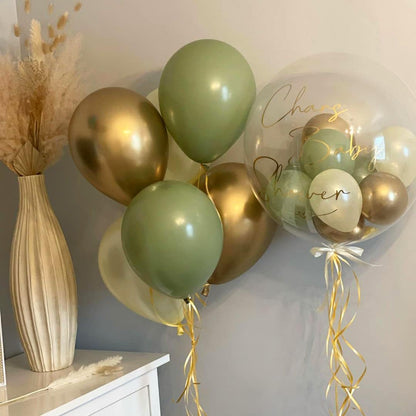 Sage Green Gold White Party Balloons - 50Pcs Confetti Balloons for Birthday & Wedding Decor