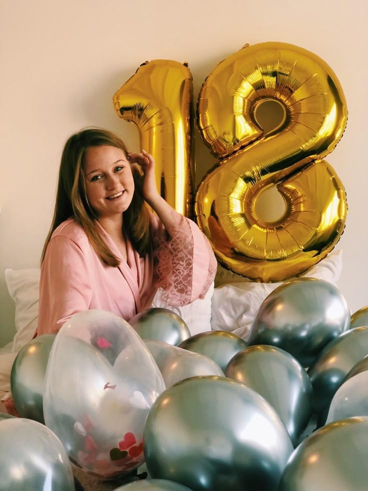 Skiennix 40 Inch Gold Number Balloon - 18th Birthday Party Decoration for Men & Women