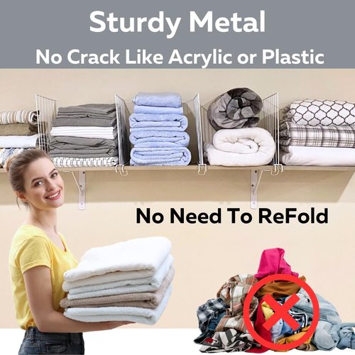 Evelots Shelf Dividers - 8 Pack Closet Organizers for Clothes & Pantry | 12 Inch Tall, Solid Steel Construction