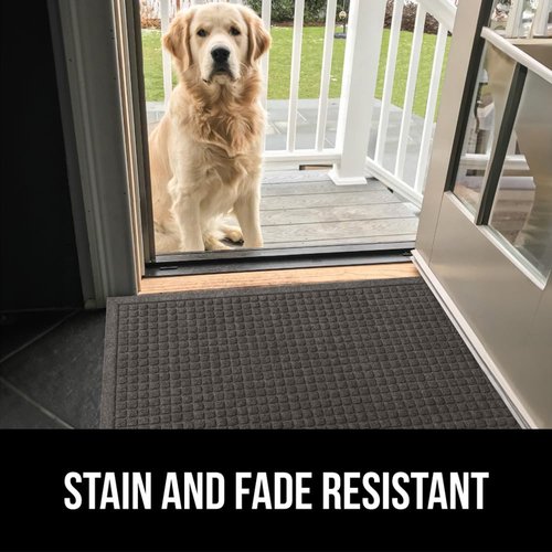 GORILLA GRIP® Ultra Absorbent Front Door Mat Outside Entrance, Traps Dirt and Moisture, HydroABSORB Indoor Outdoor Doormat Holds 1.7 Cups Water, Stain and Fade Resistant Welcome Mat, 29x17 Charcoal