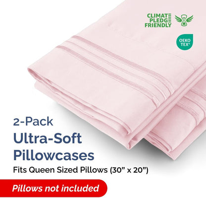 Skiennix Queen Pillow Cases Set of 2 | Ultra Soft Hotel Quality - Cozy, Wrinkle-Free Lavender Pink