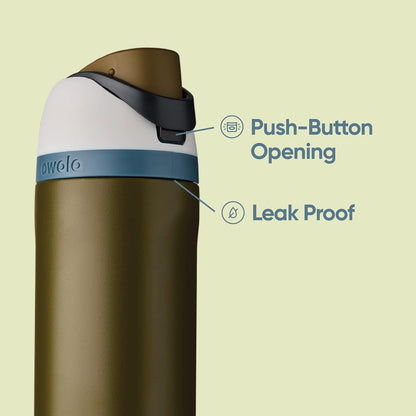 Owala FreeSip Insulated Stainless Steel Water Bottle - BPA-Free, 24-Ounce, Smooshed Blueberry - Perfect for Sports & Travel