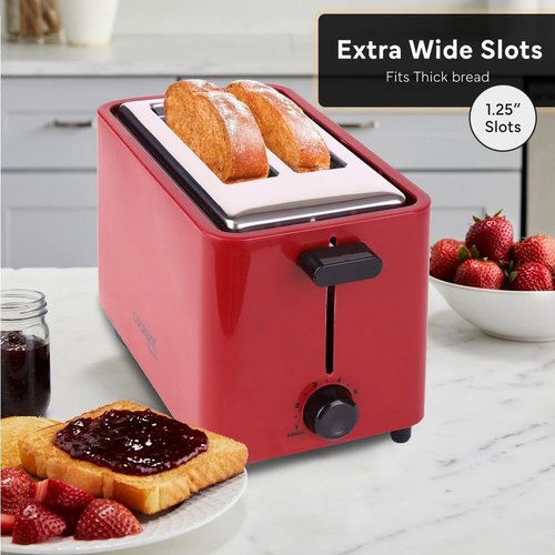 Courant 2-Slice Toaster - Cool Touch Design with Extra Wide Slots & 6 Shade Settings | Red