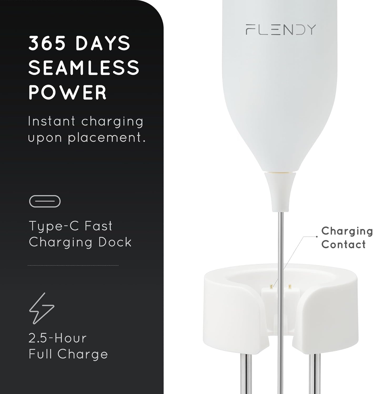 Skiennix Rechargeable Milk Frother - Handheld Electric Drink Mixer with USB-C Charging Stand | Mini Whisk for Coffee & Matcha