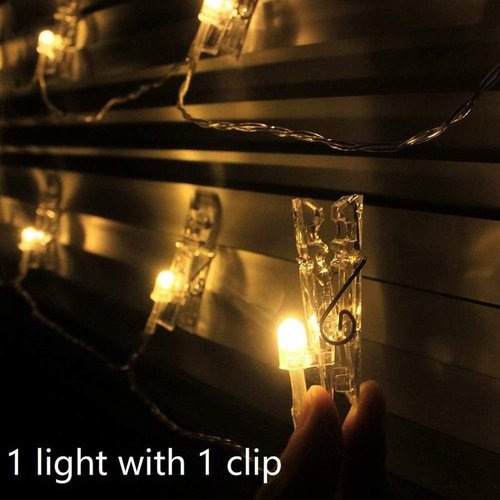 Dopheuor LED Photo Clip String Lights - Warm White Fairy Lights with Clips for Bedroom & Party Décor