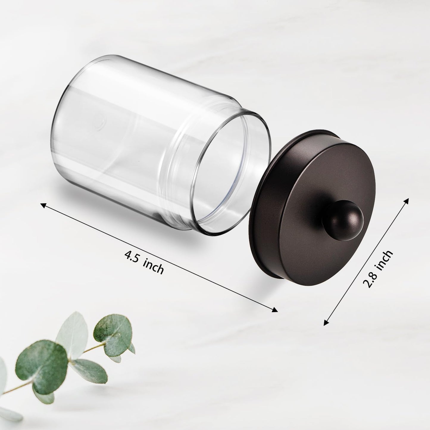 Amolliar Qtip Holder Dispenser - Clear Plastic Apothecary Jar for Cotton Swabs & Makeup Storage | Bronze Finish (4)