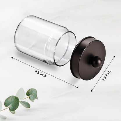 Amolliar Qtip Holder Dispenser - Clear Plastic Apothecary Jar for Cotton Swabs & Makeup Storage | Bronze Finish (4)