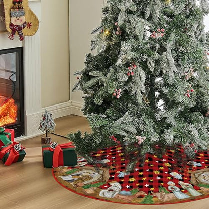 Nativity Holy Night Christmas Tree Skirt 36 Inch - Traditional Holiday Decor