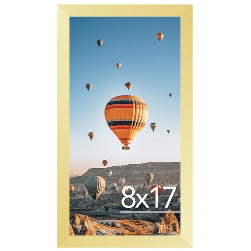 JCJMY 8x17 Picture Frame Gold for Poster Photo Picture, Horizontal and Vertical Formats for Wall Hanging, 8 x 17 Wall Gallery Poster Photo Frame for 8 by 17 Photos Posters, Gold