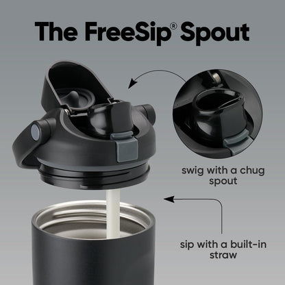 Owala FreeSip Sway - 40-Oz. Stainless Steel Water Bottle - Sleek Black Design