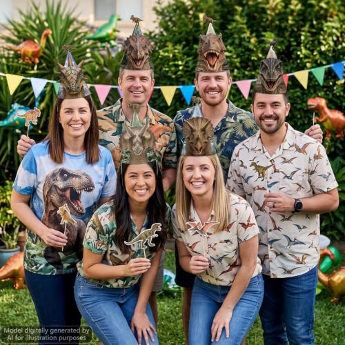Dinosaur Party Cone Hats 24 Pack - Dino Theme Birthday Decorations