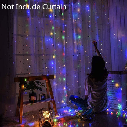Skiennix Curtain Lights - 300 LED Twinkle String Lights for Bedroom & Wedding Decor | 9.8x9.8 Ft