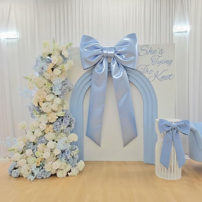 Skiennix Blue Bow Decor - 2 Pack of Large & Small Coquette Wall Backdrop for Valentine's Day & Weddings