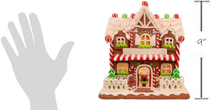 The Bridge Collection Light Up Gingerbread House - Festive Christmas Decor | 9-Inch Gingerbread Village Figurine