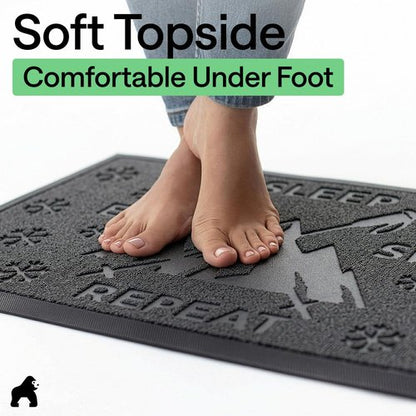 GORILLA GRIP 100% Waterproof All-Season WeatherMAX Doormat, US Designed Natural Rubber, Stain and Fade Resistant, Low Profile Indoor Outdoor Door Mats, Easy Clean Patio Mat, 29x17, Graphite Skiing