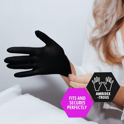 Med Pride Heavy Duty Black Nitrile Gloves - Non-Allergenic, Ultra-Strong 4 Mil Thick | 1000-Count (Small)